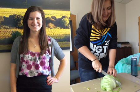 Markon Interns: Lyndsay Guttchen at the Markon office; Cache Perdue performs a yield study on MFC Premium Lettuce