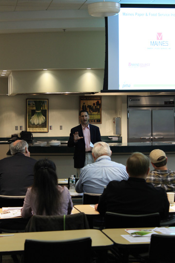 Peter Grannis, Director of Produce, Maines Paper & Foodservice, speaks during a small farmer food safety workshop