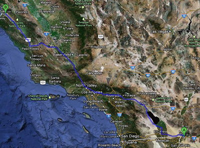 The long road from the winter growing areas in the Arizona/California desert region north to Salinas, California